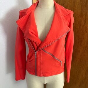 KENZO Kids sz 14 A Orange Knit Moto Jacket K Zippers Long Sleeve